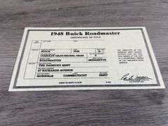 1948 Buick Roadmaster Gray Coupe, 1/24, Danbury Mint, Certificate Of Title, Missing Driver’s Side Mirror