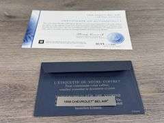 1956 Chevrolet Bel Air Convertible, 1/24, Blue/Turquiose, Franklin Mint Precision Models, Certificate Of Authenticity, #659/1500, Collector Portfolio