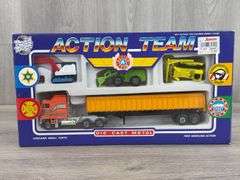 Construction Work Action Team Set, Semi and Trailer is 10", Road Tough, Super Hauler Sport