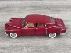 1948 Tucker ‘Tin Goose’ Sedan, Maroon, 1/24, Franklin Mint Precision Models, Collector Portfolio, Certificate Of Authenticity, #522/2500, Limited Edition, Outer Shipping Box