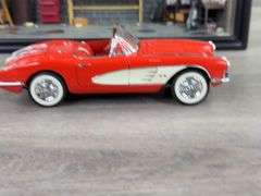 1958 Chevrolet Corvette In ‘The Garage’ Set, Red, 1/24, Certificate of Authenticity, Franklin Mint Precision Models