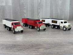 3 Grain Trucks & Pups, 1/64, Ertl, Grain Co. Truck Is Dump