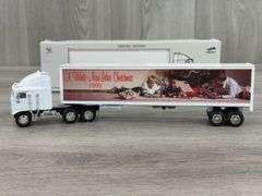 1993 Kenworth K100E A White- New Idea Christmas Tractor Trailer Lockable Coin Bank, 1/64, Liberty Classics Inc., Spec-Cast