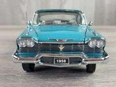 1958 Plymouth Belvedere Convertible, Teal, 1/24, Franklin Mint Precision Models, Certificate Of Authenticity, Limited Edition, #253/2500, Collector Portfolio, Outer Shipping Box