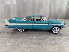 1958 Plymouth Belvedere Convertible, Teal, 1/24, Franklin Mint Precision Models, Certificate Of Authenticity, Limited Edition, #253/2500, Collector Portfolio, Outer Shipping Box
