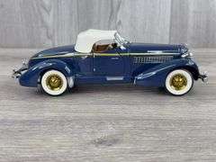 1935 Auburn 851 Speedster, Blue, 1/24, Franklin Mint, Certificate Of Authenticity, #3221/9900, Collector Portfolio, Die-Cast Collector Club Special Limited Edition, 2002 Inaugural Year Issue