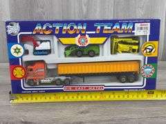 Construction Work Action Team Set, Semi and Trailer is 10", Road Tough, Super Hauler Sport