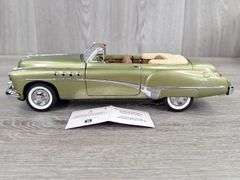 1949 Buick Roadmaster Convertible, Olive Green, 1/24, Franklin Mint Precision  Models, General Motors Dealer Exclusive, Certificate Of Authenticity, Limited Edition, #737/750, Outer Shipping Box