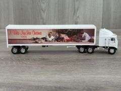 1993 Kenworth K100E A White- New Idea Christmas Tractor Trailer Lockable Coin Bank, 1/64, Liberty Classics Inc., Spec-Cast