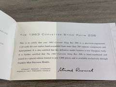 1963 Corvette Sting Ray Z06, Blue, 1/24, Franklin Mint Precision Models, Certificate, Limited Edition, #1466/3000, Outer Shipping Box