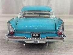 1958 Plymouth Belvedere Convertible, Teal, 1/24, Franklin Mint Precision Models, Certificate Of Authenticity, Limited Edition, #253/2500, Collector Portfolio, Outer Shipping Box