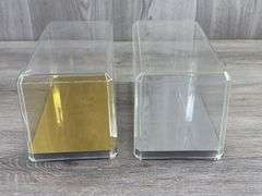 4 Display Cases, 2 - 9 1/4"× 4 3/4" × 4 1/2", 2 - 9 1/2" × 4" × 3 3/4", 1 Cover W/No Base