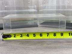 4 Display Cases, 2 - 9 1/4"× 4 3/4" × 4 1/2", 2 - 9 1/2" × 4" × 3 3/4", 1 Cover W/No Base