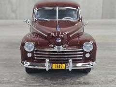 1947 Ford Super Deluxe Tudor Sedan, Monsoon Maroon, 1/24, Danbury Mint, Certificate Of Title, Driver Side Mirror Broken Off But Included