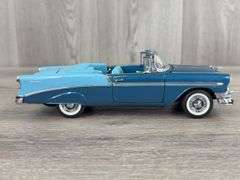 1956 Chevrolet Bel Air Convertible, 1/24, Blue/Turquiose, Franklin Mint Precision Models, Certificate Of Authenticity, #659/1500, Collector Portfolio