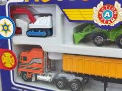 Construction Work Action Team Set, Semi and Trailer is 10", Road Tough, Super Hauler Sport