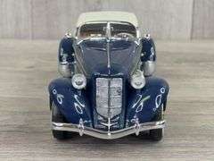 1935 Auburn 851 Speedster, Blue, 1/24, Franklin Mint, Certificate Of Authenticity, #3221/9900, Collector Portfolio, Die-Cast Collector Club Special Limited Edition, 2002 Inaugural Year Issue