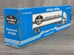 Kenworth K100E Cooper Tire & Rubber Company Locking Coin Bank Tractor Trailer, 1/64, Liberty Classics By SpecCast