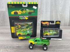 Chad Little #23 & #97 John Deere Stock Cars and 1999 Ford F-350 Truck, 1/64, Racing Champions & Hot Wheels