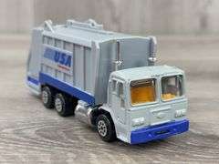 2 Recycle America Dump Trucks-1 Hot Wheels, 1 Road Champs,  Waste Management Dump Truck-Road Champs, USA Waste Services Dump Truck-Road Champs, 5”