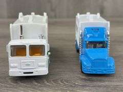 2 Recycle America Dump Trucks-1 Hot Wheels, 1 Road Champs,  Waste Management Dump Truck-Road Champs, USA Waste Services Dump Truck-Road Champs, 5”
