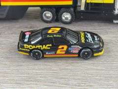 Rusty Wallace #2 Pontiac Excitement Penske Racing Team Transporter W/Stock Car & Collector Card, 1/64, Road Champs, Plastic Not Attached