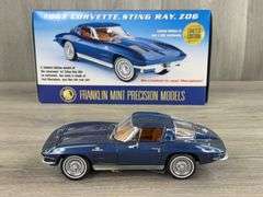 1963 Corvette Sting Ray Z06, Blue, 1/24, Franklin Mint Precision Models, Certificate, Limited Edition, #1466/3000, Outer Shipping Box