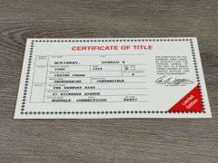 1959 Ford Thunderbird Convertible, Casino Cream, 1/24, Certificate of Title, Limited Edition Serial #2334, Danbury Mint