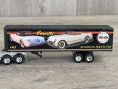 WhiteGMC Integral 1953 Corvette Tractor Trailer Set, 1/64, Ertl, Hamilton Authenticated, Certificate of Authenticity