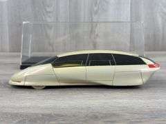 1990 GM HX3 Hybrid Van Concept Model in Display Case 9 3/4" × 4" × 3 3/4", Tire Missing On Passenger’s Side