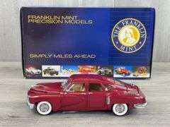1948 Tucker ‘Tin Goose’ Sedan, Maroon, 1/24, Franklin Mint Precision Models, Collector Portfolio, Certificate Of Authenticity, #522/2500, Limited Edition, Outer Shipping Box