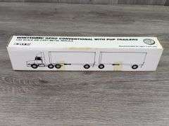 WhiteGMC Aero Conventional Brachs Tractor Trailer W/Pup Trailers, 1/64, Ertl
