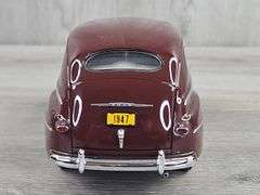 1947 Ford Super Deluxe Tudor Sedan, Monsoon Maroon, 1/24, Danbury Mint, Certificate Of Title, Driver Side Mirror Broken Off But Included