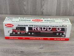 Peterbuilt 379 Red Dog Conventional Semi Tractor Trailer Lockable Coin Bank, 1/64, Liberty Classics By Spec Cast