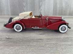 1933 Duesenburg Model J Victoria, Maroon, 1/24, Franklin Mint Precision Models, Certificate Of Authenticity, Limited Edition, 675/1500, Collector Portfolio, Outer Shipping Box