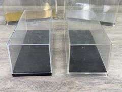 4 Display Cases, 2 - 9 1/4"× 4 3/4" × 4 1/2", 2 - 9 1/2" × 4" × 3 3/4", 1 Cover W/No Base