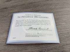 1957 Chrysler 300 Convertible, Red, 1/24, Franklin Mint Precision Models, Certificate Of Authenticity, #490/500, Main Street Products USA Limited Edition Exclusive, Outer Shipping Box