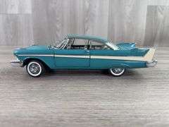 1958 Plymouth Belvedere Convertible, Teal, 1/24, Franklin Mint Precision Models, Certificate Of Authenticity, Limited Edition, #253/2500, Collector Portfolio, Outer Shipping Box