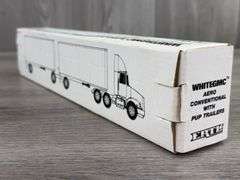 WhiteGMC Aero Conventional Brachs Tractor Trailer W/Pup Trailers, 1/64, Ertl