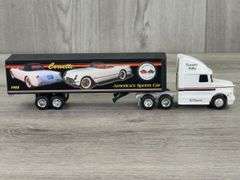 WhiteGMC Integral 1953 Corvette Tractor Trailer Set, 1/64, Ertl, Hamilton Authenticated, Certificate of Authenticity