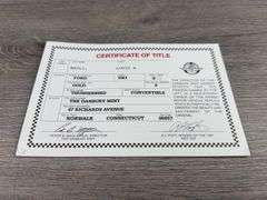1961 Ford ‘Golden Thunderbird’ Convertible Indy 500 Pace Car, Gold, 1/24, Danbury Mint, Certificate Of Title