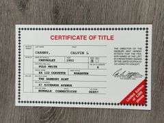 1953 Chevrolet EX 122 Corvette Concept Roadster, Polo White, 1/24, Danbury Mint, Certificate Of Title, Limited Edition, #1187/5000