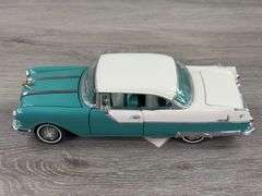 1955 Pontiac Star Chief Custom Catalina Hardtop, Tuquoise/White, 1/24, Franklin Mint Precision Models, Certificate Of Authenticity