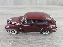 1947 Ford Super Deluxe Tudor Sedan, Monsoon Maroon, 1/24, Danbury Mint, Certificate Of Title, Driver Side Mirror Broken Off But Included
