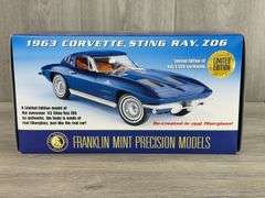 1963 Corvette Sting Ray Z06, Blue, 1/24, Franklin Mint Precision Models, Certificate, Limited Edition, #1466/3000, Outer Shipping Box