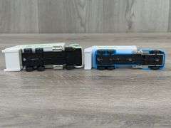 2 Recycle America Dump Trucks-1 Hot Wheels, 1 Road Champs,  Waste Management Dump Truck-Road Champs, USA Waste Services Dump Truck-Road Champs, 5”