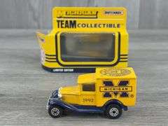 2 Michigan Wolverines Tractor Trailers-8", 1996 & 1997 White Rose Collectibles, Matchbox; 1992 Michigan Ford Model A-3", Matchbox