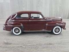 1947 Ford Super Deluxe Tudor Sedan, Monsoon Maroon, 1/24, Danbury Mint, Certificate Of Title, Driver Side Mirror Broken Off But Included