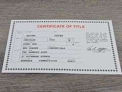 1948 Chrysler New Yorker Convertible, Sumac Red, 1/24, Danbury Mint, Certificate Of Title