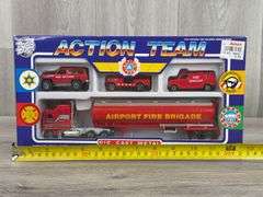 Airport Fire Brigade Action Team Set, Semi & Tanker are 10", Construction Work, Road Tough